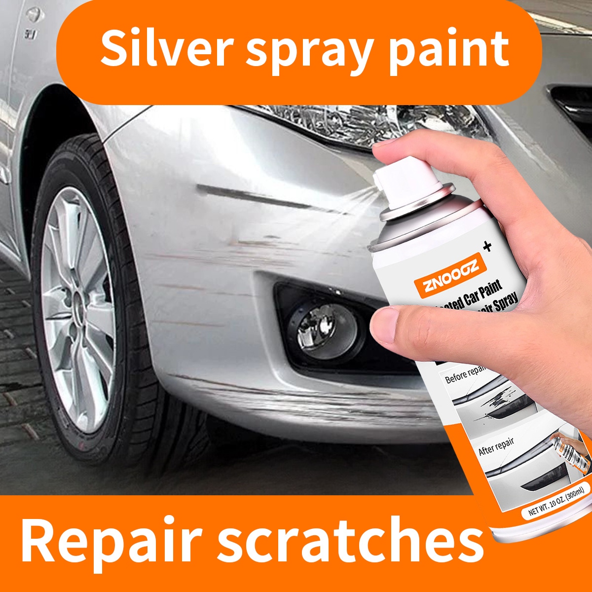 Metallic Spray Paint - Semprotan Perbaikan Goresan Mobil Perak Pena