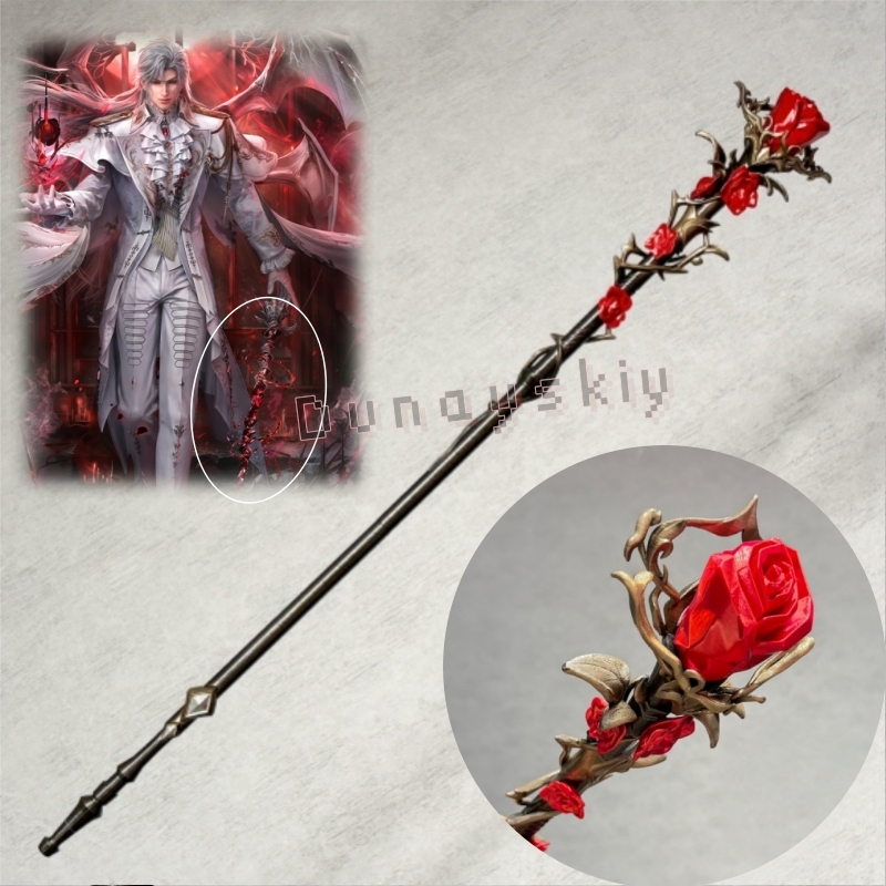Cosplay Prop 3D Print - Sylus Staff Silver Wing Demon Red